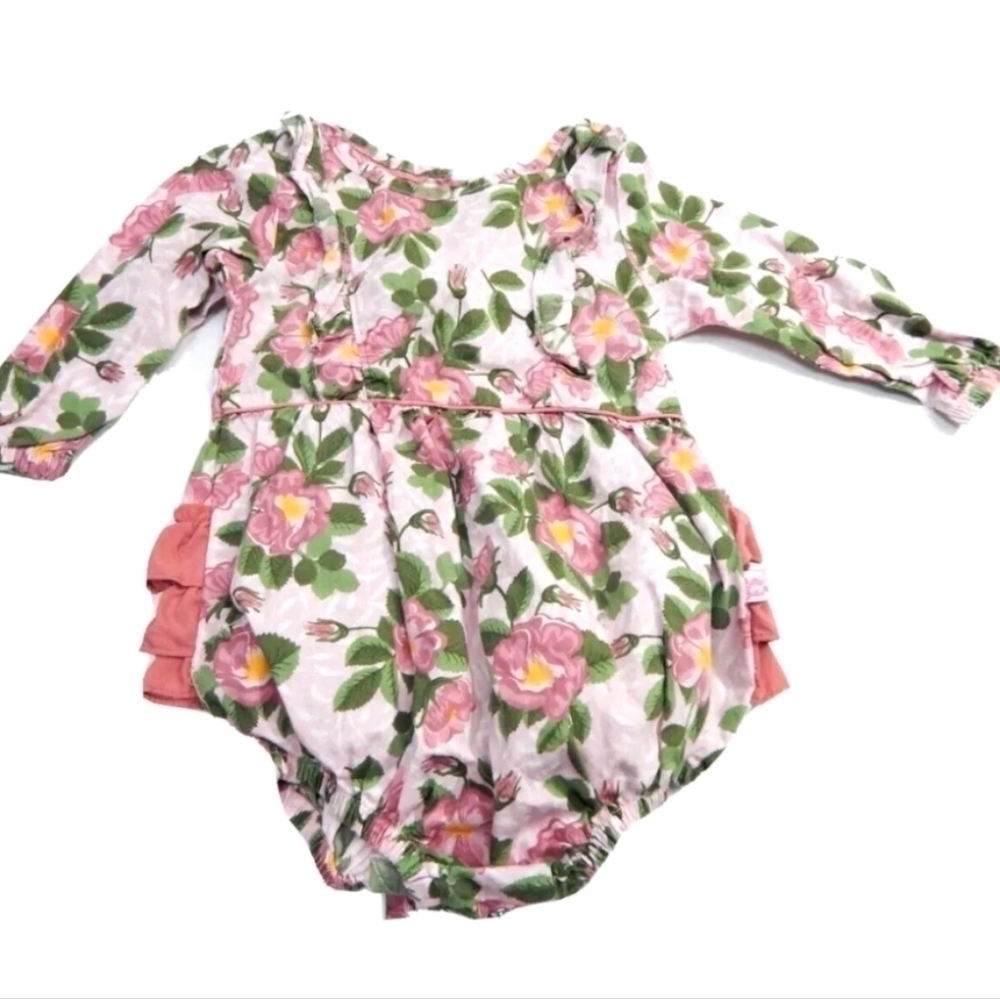 Ruffle Butts Pink Floral‎ Bubble Romper